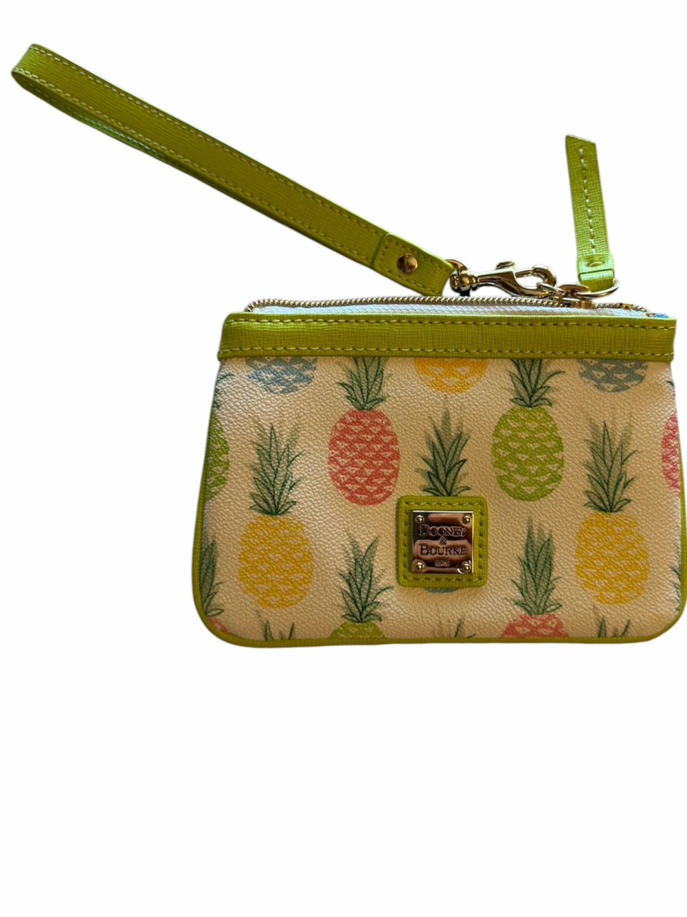 Dooney & Bourke Pineapple Wristlet in Lime Green, Yellow, Coral